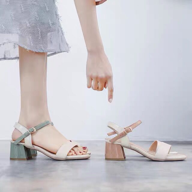 Mid-heel Chunky Heel Buckle Roman High Heels