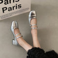 Square Toe Chunky Heel Buckle Mid-heel High Heel Women's Shoes