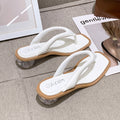 Wear Fairy Wind Mid-heel High-heel Flip-flop Sandals With Crystal Heel